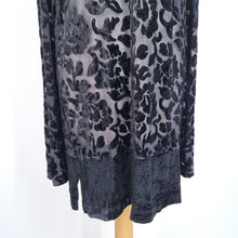 Load image into Gallery viewer, Vintage St Michael Velvet Tunic Top UK 12 M&S Black Floral Sheer Mini Dress 90s
