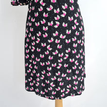 Load image into Gallery viewer, Kate Moss Topshop Tea Dress Skater Mini Winged Hearts Black Y2K Ditsy Viscose 10