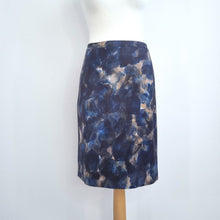 Load image into Gallery viewer, Jigsaw Skirt Pencil Navy Blue Abstract Print Work Office Lined Knee Length 14
