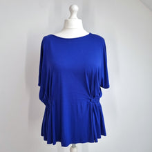 Load image into Gallery viewer, Phase Eight Peplum Blouse UK 18 Royal Blue Ruched Stretch Top Smart Casual Work