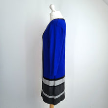 Load image into Gallery viewer, Principles Jumper Dress UK 14 Ben de Lisi Colour Block Blue Grey Black Work