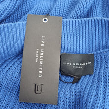 Load image into Gallery viewer, Live Unlimited Knitted Vest UK24 NEW Royal Blue 100% Cotton Tunic V Neck Chunky