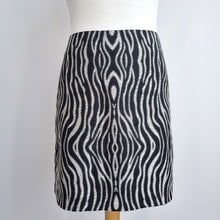 Load image into Gallery viewer, Next Mini Skirt Zebra UK 14 Black White Print Animal Office Party Lined Work