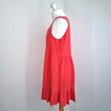 Load image into Gallery viewer, Cynthia Rowley Dress Sleeveless 100% Linen French Rose V-Neck Knee Length Smock
