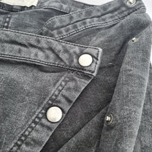 Load image into Gallery viewer, We the Free People Skirt Denim Mini UK 12 Wrap Studs Button Stretch Black Jeans