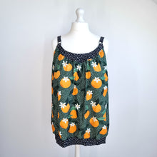 Load image into Gallery viewer, Ulla Popken Tankini Top Oranges Spot Print Lined Blouson Swimsuit Plus Size 28