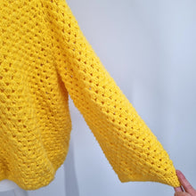 Load image into Gallery viewer, Handmade Crochet Jumper Yellow Oversized Chunky Knit Granny Long Sleeve L to XXL