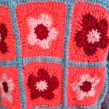 Load image into Gallery viewer, Handmade Crochet Jumper Granny Square Orange Neon Chunky Knit Floral One Size