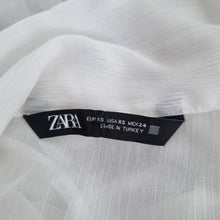Load image into Gallery viewer, Zara Lavaliere White Blouse XS Sheer Oversized Bow Tunic Chiffon Steampunk