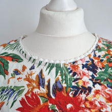 Load image into Gallery viewer, M&S Linen Blend Dress UK 12 Shift Tropical Floral Colourful Summer Sleeveless