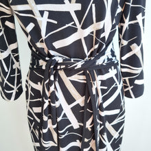 Load image into Gallery viewer, Joseph Ribkoff Dress Wiggle Work Tie Black White Office Stretch Long Sleeves 12