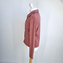 Load image into Gallery viewer, Zara Shirt Ribbed Knit Large Cardigan Button Collar Pink Marl Long Sleeve Polo