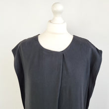 Load image into Gallery viewer, AllSaints Black Mini Dress Seymour Silk Blend Draped Pleated Tunic Repair 10