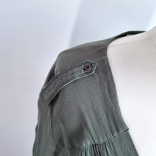 Load image into Gallery viewer, Maeve Dress Khaki Green Long Sleeves Grecian Military Draped Faux Wrap Medium