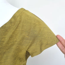 Load image into Gallery viewer, Reiss Dress Sheath Cocktail Golden Green Shift Luca Work Square Neck Lined 8