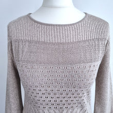 Load image into Gallery viewer, Vintage Ghost Dress Knitted Jumper Gold Beige Long Sleeve Mini Cotton Medium