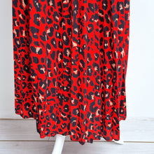 Load image into Gallery viewer, Made in Italy Skirt Pleated Leopard Print Maxi Red Elasticated Waist Fits 6 8 10