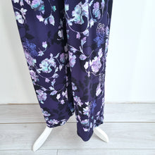 Load image into Gallery viewer, M&S Per Una Jumpsuit Belted UK 20 Purple Floral Print Pockets Slit Short Sleeve