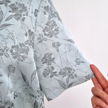 Load image into Gallery viewer, M&S Satin Blouse Chinese Qipao Jacquard Light Blue Top Short Sleeve Mock Neck 22