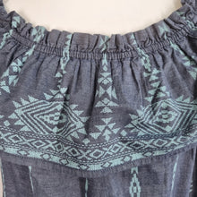 Load image into Gallery viewer, Mantaray Off Shoulder Dress Blue Boho Peasant Smock Embroidered Festival Large