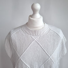 Load image into Gallery viewer, M&S Knitted Tank Top Medium Ivory Cotton Blend Sleeveless Jumper Vest White