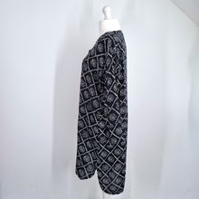 Load image into Gallery viewer, Masai Dress Tunic Pockets XL High Low Midi Black Long Sleeves Print Lagenlook