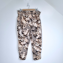 Load image into Gallery viewer, River Island Paperbag Trousers Size 18 Mixed Animal Prints High Rise Cotton Belt