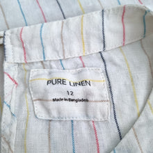 Load image into Gallery viewer, Marks & Spencer 100% Linen Top Knot UK 12 Cream Striped Blouse Summer Casual