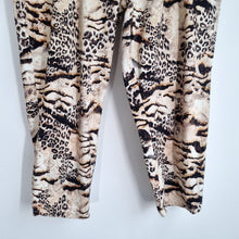 Load image into Gallery viewer, River Island Paperbag Trousers Size 18 Mixed Animal Prints High Rise Cotton Belt