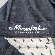 Load image into Gallery viewer, MiH Jeans Marrakesh Dark Blue Kick Flare Step Hem Mid Rise Indigo Ankle Size 28