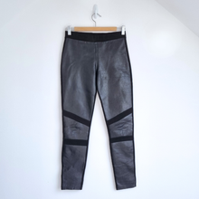 Load image into Gallery viewer, Zapa Leather Panel Leggings Black Biker Stretch Trousers XS Luxe Chic Genuine