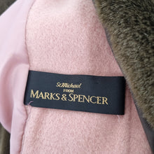 Load image into Gallery viewer, Vintage St Michael Wool Coat UK 12 Pink Faux Fur Collar 90s Oversized Pockets