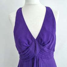 Load image into Gallery viewer, Oasis Top Y2K 100% Silk Purple 16 V Neck Lined Party Asymmetric Hem Cami Vintage