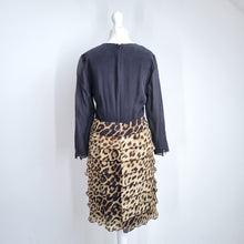 Load image into Gallery viewer, Moschino Cheap & Chic Dress 100% Silk Leopard Print Ruffle Cocktail Shift UK 8