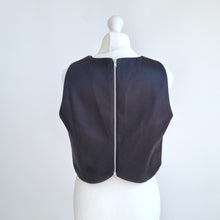 Load image into Gallery viewer, Monsoon Cropped Top Party Black Lined Back Zip Evening Boxy Sleeveless Size 14