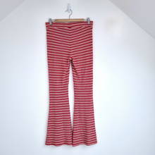 Load image into Gallery viewer, Monki Co-ord Outfit Flared Trousers Crop Top Striped Red White Jersey Medium