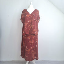 Load image into Gallery viewer, M&S Per Una Co-ord Midi Skirt Blouse Rust Brown Floral Print Set Occasion 20 22