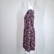 Load image into Gallery viewer, Boden Dress Jersey Pockets UK 8 Ditsy Floral Print Navy Long Sleeves Stretch