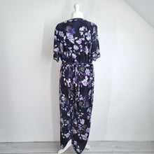 Load image into Gallery viewer, M&S Per Una Jumpsuit Belted UK 20 Purple Floral Print Pockets Slit Short Sleeve
