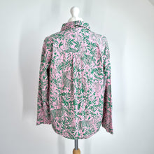 Load image into Gallery viewer, Hush Pyjama Top Shirt Medium Tiger Jungle Print Pink Green 100% Cotton Buttons