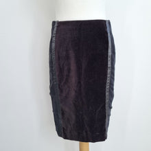 Load image into Gallery viewer, COS Pencil Skirt Velvet Full Zip Panels Black Work Party Knee Length Stretch 10