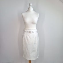 Load image into Gallery viewer, Coast White Pencil Skirt UK 12 Belted Knee Length Smart Work Office Occasion
