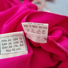 Load image into Gallery viewer, Vintage Frank Usher Dress Hot Pink Cocktail Fit & Flare Ruffles Crepe Wedding 12