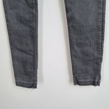 Load image into Gallery viewer, AllSaints Jeans Mast Fit W 28 Skinny Grey Panel Raw Hem Stretch Low Rise Grunge