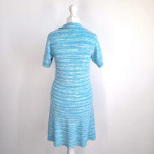 Load image into Gallery viewer, Oliver Bonas Shirt Dress Knitted Blue Scalloped Button Down A Line Casual 6 8