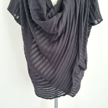 Load image into Gallery viewer, AllSaints Stripe Itat T-shirt Blouse Fine Knit Striped Cowl Shawl Neck Black M L
