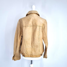 Load image into Gallery viewer, Vintage GAP Leather Jacket Tan Rare Genuine 90s Y2K Button Down Women's Medium