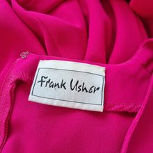 Load image into Gallery viewer, Vintage Frank Usher Dress Hot Pink Cocktail Fit & Flare Ruffles Crepe Wedding 12
