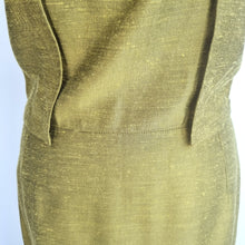 Load image into Gallery viewer, Reiss Dress Sheath Cocktail Golden Green Shift Luca Work Square Neck Lined 8