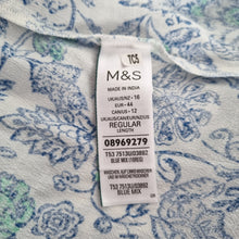 Load image into Gallery viewer, Per Una Midi Skirt 16 M&S Floral Print Blue White Gathered Slit Holiday Ruched